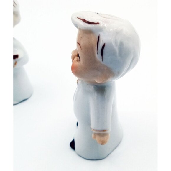 Ceramic Choir Boy Angel Baby Figures Pair Vintage w Instruments 2.75 Inch Japan - Picture 4 of 16